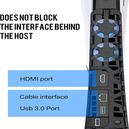 PS5 Slim Cooling Fan with LED Light – Accessories for PlayStation 5 Disc and Digital Editions, Cooling System Cooler