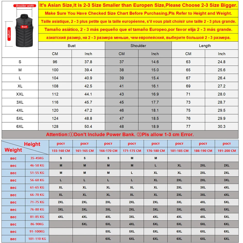 USB Heated Jacket: Electric Heating Vest for Men and Women - Stay Warm with 17/13/9 Area Heating - Inner Heat Veste