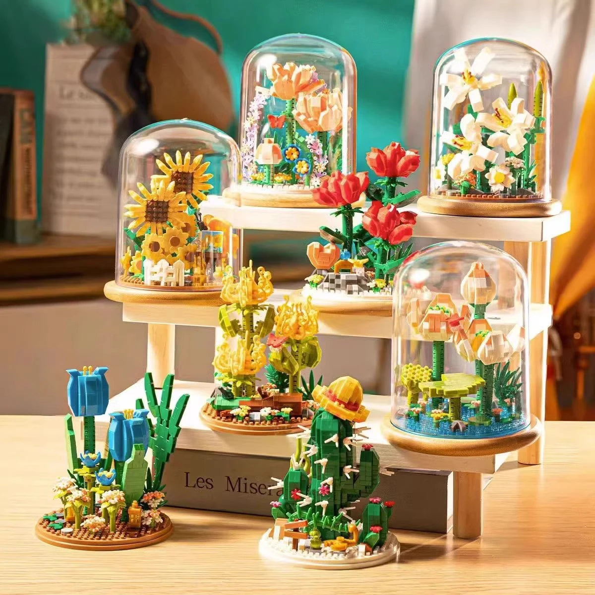 Eternal Block Flower Assembly Bouquet - Unique Desktop Decoration Toy for Children's Puzzle Fun