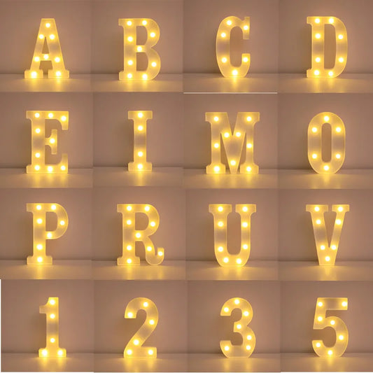 Wedding Decorative Name Letters - LED Alphabet Lights, Luminous Number Lamp for Night Light, Party, Baby Bedroom, and Home Decoration