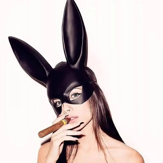 Black and White Rabbit Mask - Halloween Party Decoration, Long Ears Bunny Mask for Costume and Cosplay