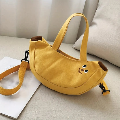 Cute Cartoon Women's Crossbody Bag: Fashionable Banana Shoulder Bag - Versatile Hand-held Canvas Purse