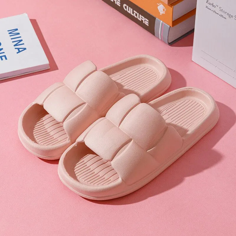 Thick Flat Bottom Bathroom Slippers: Fashionable Soft Sole EVA Indoor Lady Sandals - Non-Slip Flip Flops for 2024 Summer