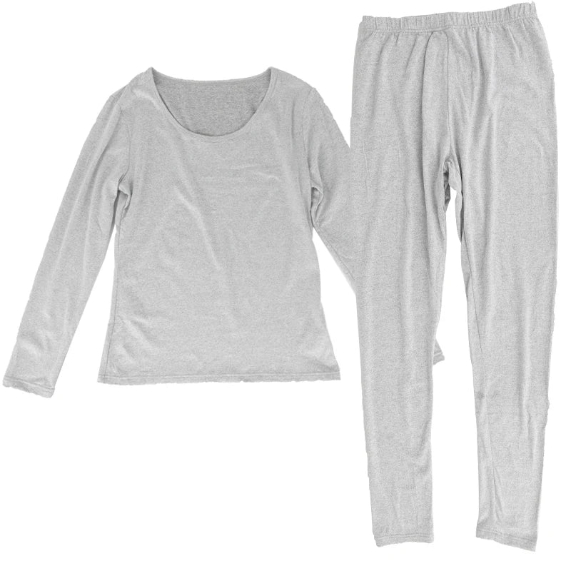 Women's Long John Thermal Underwear Set - 2 Piece Seamless Warm Pajamas with Top and Leggings for Autumn Winter