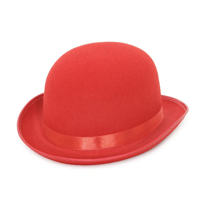 Halloween Magician Top Hat for Men and Women - Black and Red Gentleman Jazz Bowler Hat for Parties