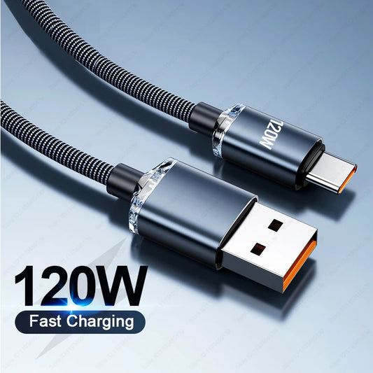 120W Type C Super Fast Charger Cable – Quick Charge USB C Cord for Samsung, Xiaomi, Huawei, OnePlus, POCO, and OPPO