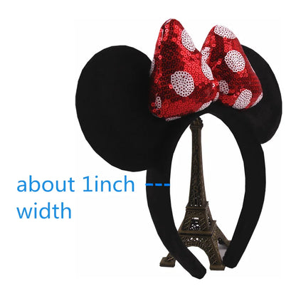 Disney Mouse Ears Headband: 5'' Polka Dot Bow Hairband for Girls & Adults - Festive Hair Accessories for Parties, Festivals, and Travel DIY