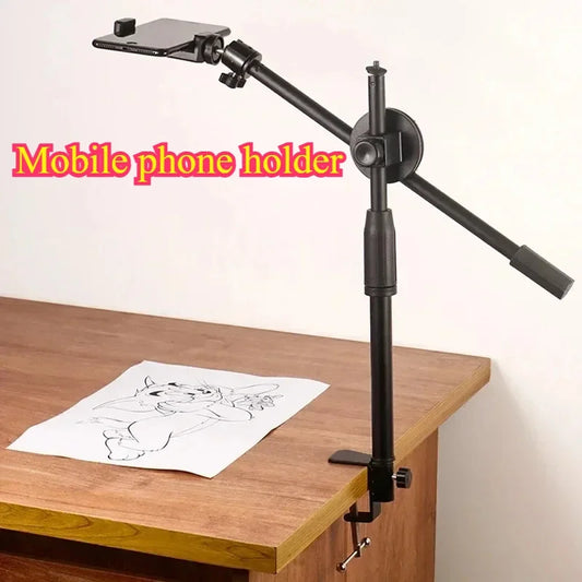 Horizontal Tripod for Phone, Smartphone Table Stand with Articulated Arm for Mobile Filming, Photography, and Content Creation