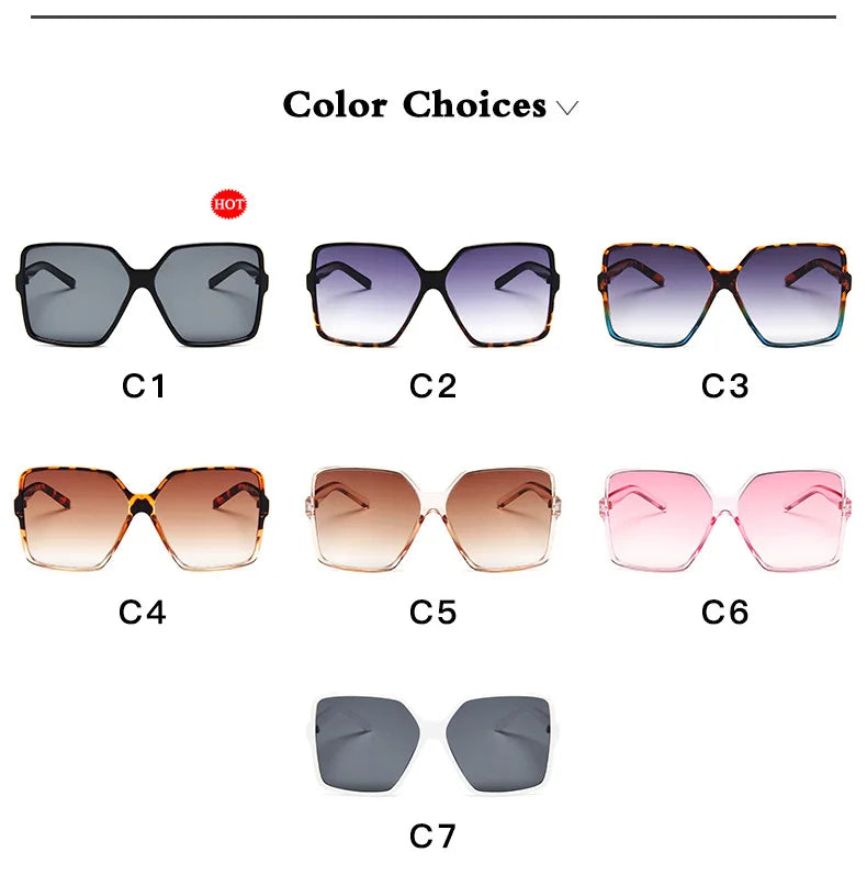 Fashion Women Oversize Sunglasses - Gradient Plastic Brand Designer Female Sun Glasses UV400 Protection