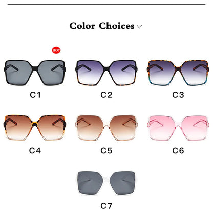 Fashion Women Oversize Sunglasses - Gradient Plastic Brand Designer Female Sun Glasses UV400 Protection