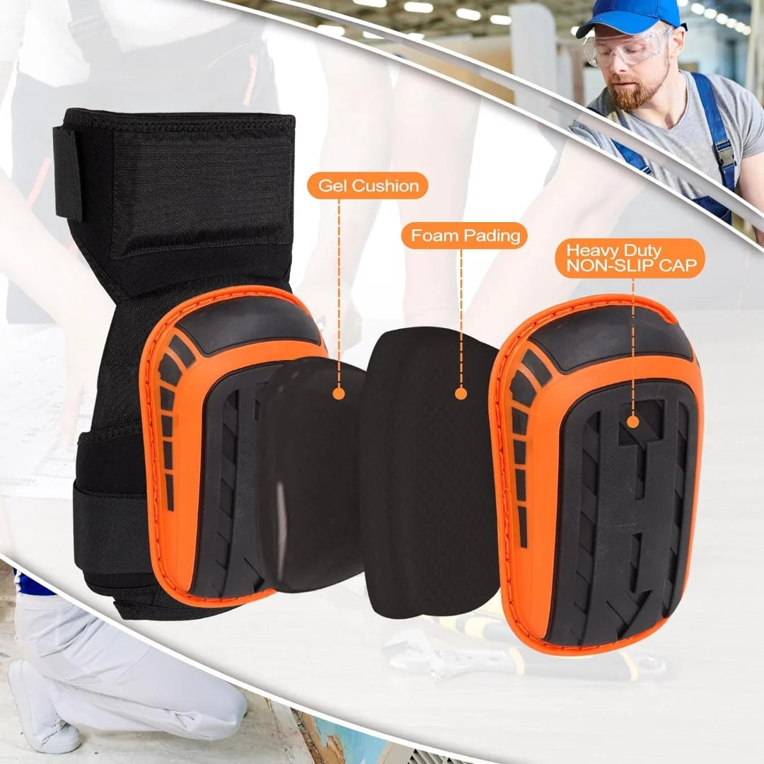 Heavy Duty Knee Pads for Work - Gel Cushion and Anti-Slip Straps for Construction, Flooring, and Gardening