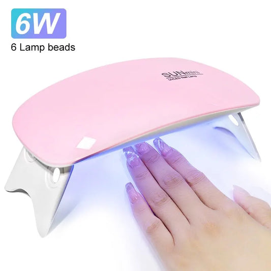 6W Mini Nail Dryer Machine: Portable UV Manicure Lamp - Home Use Nail Lamp for Drying Polish Varnish, with USB Cable