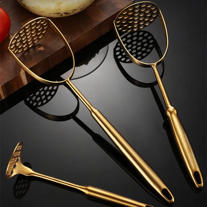 Stainless Steel Kitchen Masher: Manual Potato, Garlic & Pumpkin Crusher - Essential Home Utensil