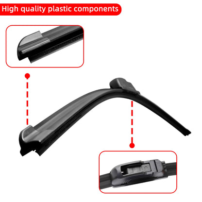 Universal Soft Rubber Frameless Car Windshield Wiper Blades - Hook Bracketless Wipers ( 14" 16" 17" 18" 19" 20" 21" 22" 24" 26" )