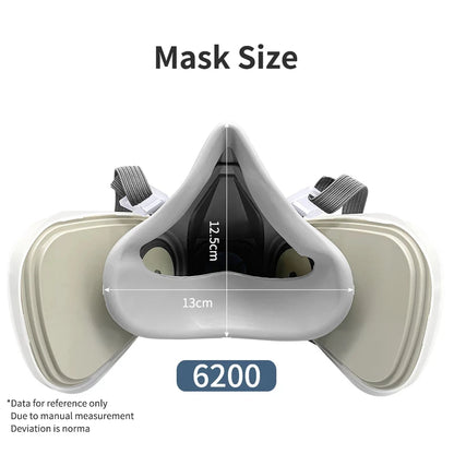 6200 Gas Mask Half-Face Respirator - Dust Shield with 5N11 Particle Filters for Industrial, Labor, and Paint Spray Safety