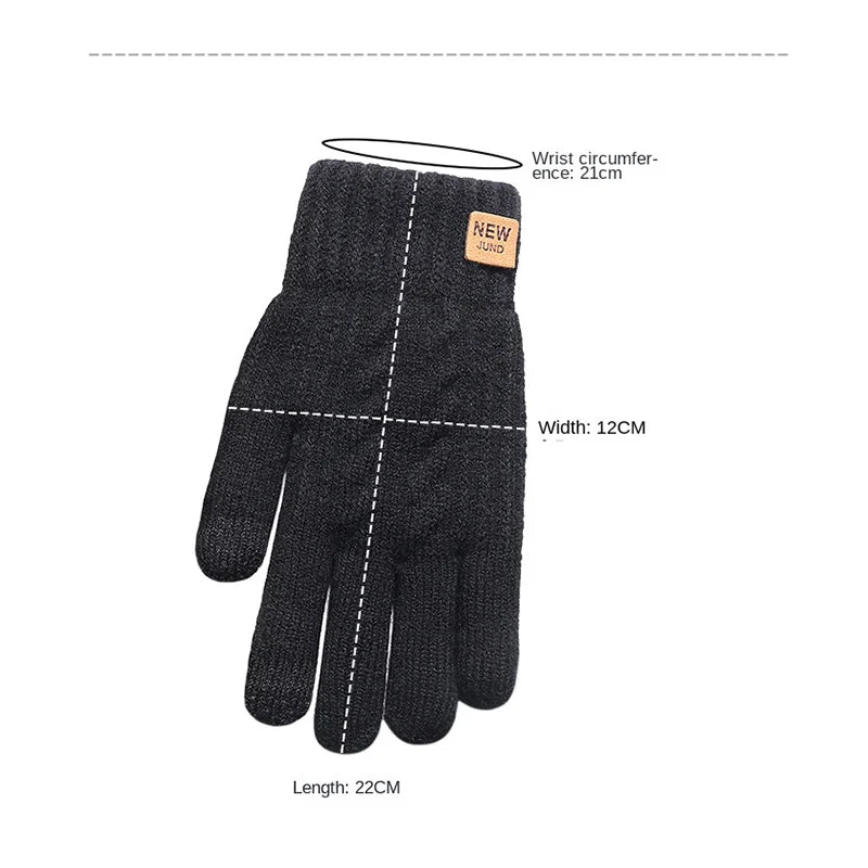 Fleece-Lined Touch Screen Gloves - Warm Black Cable Knit Fashion | Winter Accessories