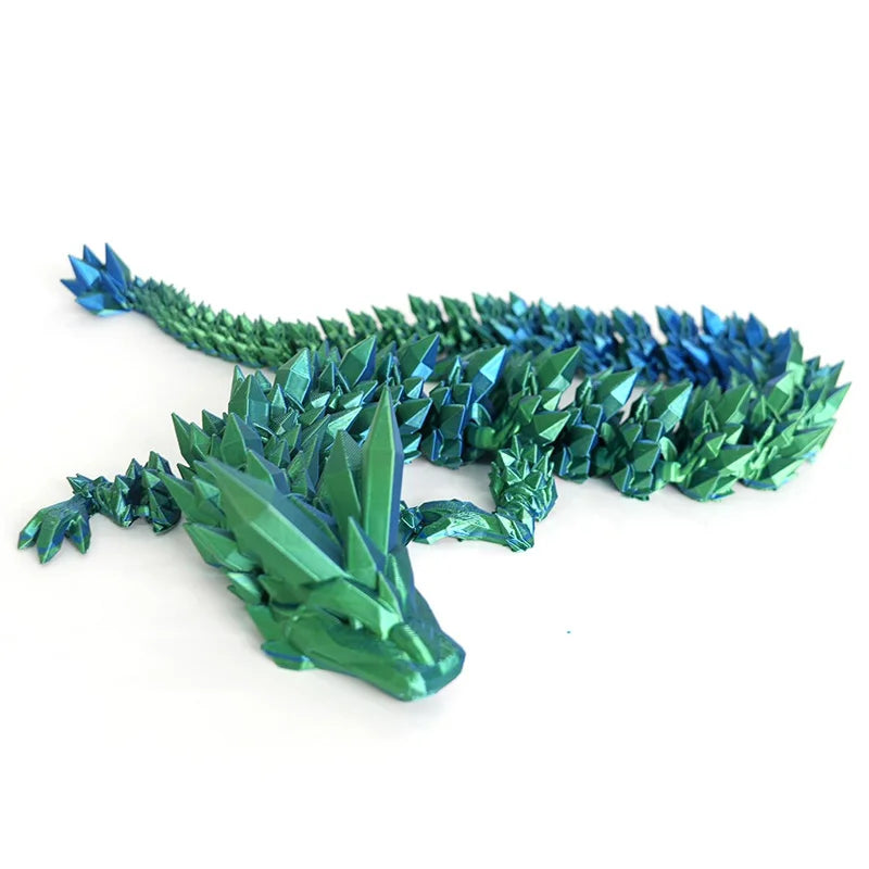 3D Printed Crystal Dragon Fidget Toy - Rotatable Articulated Figure in Radiant Colors, Available in 30/45/60CM