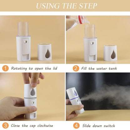 Nano Facial Steamer: Mist Spray for Eyelash Extensions, Cleaning Pores - USB Rechargeable Hydrating Face Sprayer