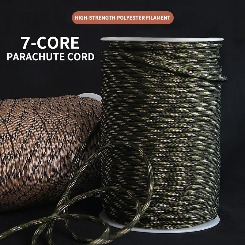 7-Core 550 Paracord - 4mm Diameter, 16-31m Length, Outdoor Camping, Survival, Lanyard, Parachute Rope, Hiking and Tent Accessories