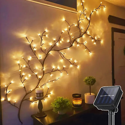 96 LED Outdoor USB Tree and Vine Light - 8 Mode Indoor Christmas Fireplace Atmosphere Light for Room Wall Decorations and Nightlights