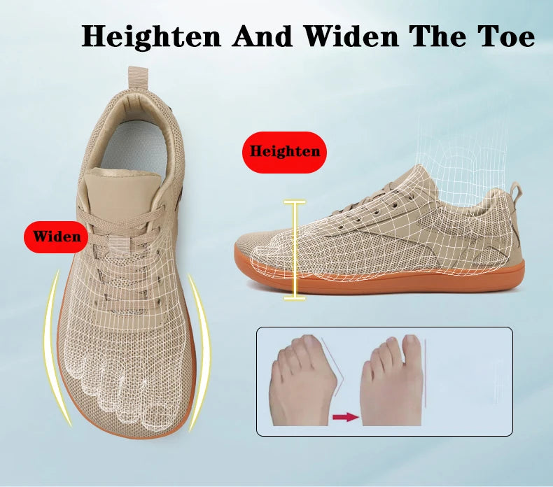 Unisex Wide-Toed Mesh Shoes - Breathable Casual Comfort for Men, Outdoor Barefoot Walking Sports Shoes