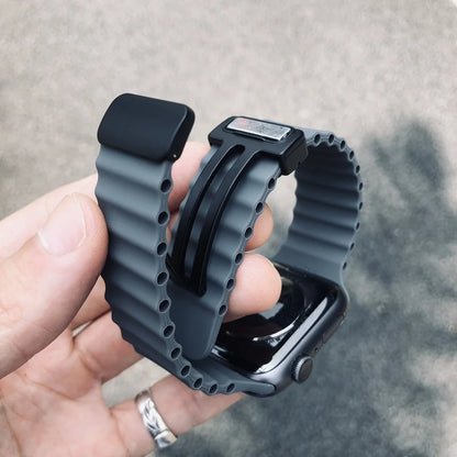 Magnetic Buckle Strap for Apple Watch Ultra 2 | Silicone Bracelet | Fits 38mm-49mm | Compatible with iWatch Series 3-9 & SE