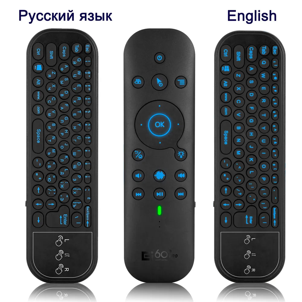 Enhanced G60S Pro: BT Wireless Voice Remote Control | 2.4G BT5.0 Dual Mode Air Mouse with IR Learning & Backlit Light - Android TV Box Compatible