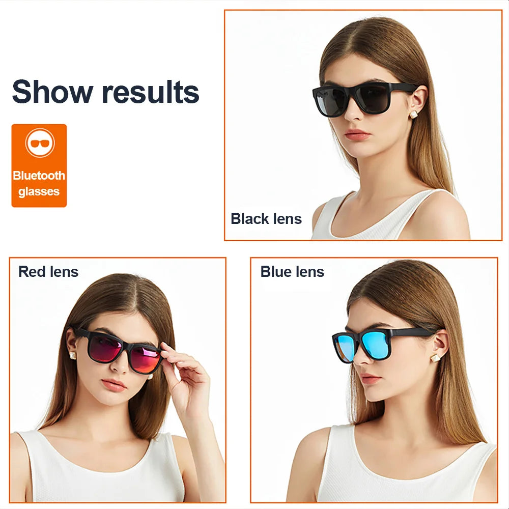 Smart Glasses Headset - Wireless Bluetooth Sunglasses with Earphone - Outdoor Sports Calling Music Anti-Blue Eyeglasses