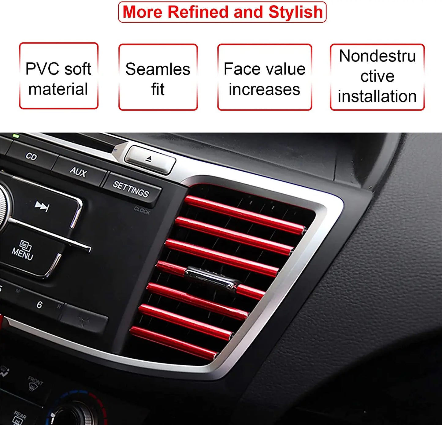 10Pcs 20cm Car Air Conditioner Outlet Decorative U Shape Moulding Trim Strips - Car Styling Door Edge Corner Protector