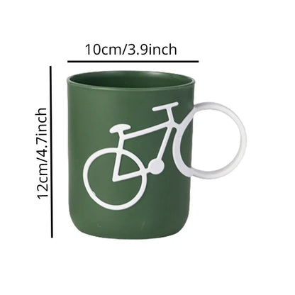 Household Mouthwash Cup with Bike Handle – Simple Brushing Cup for Couples, Dormitory and Bathroom Use