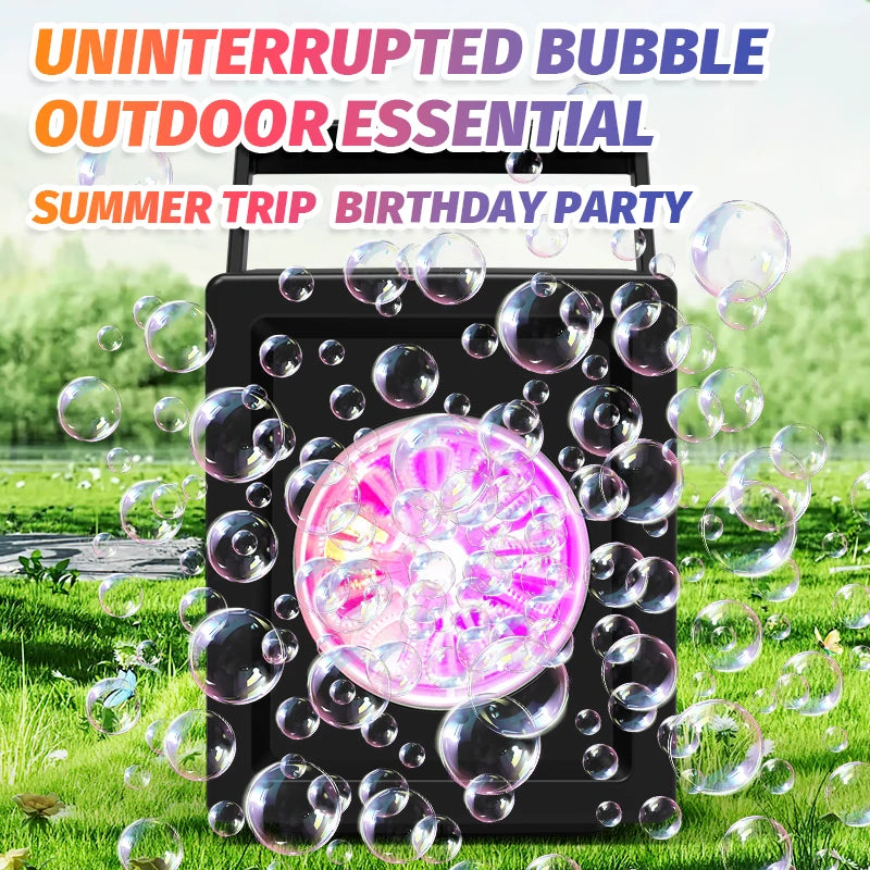 10 Hole Fully Automatic Bubble Blowing Machine – Handheld Electric Toy for Outdoor Birthdays, No Battery or Bubble Solution Required