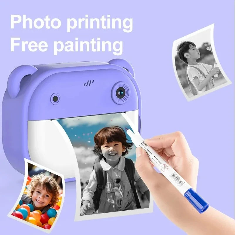 Children's Instant Print Digital Camera - Thermal Photo Printing Video Toy with 32GB Memory Card