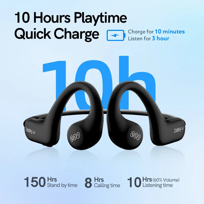 QCY T22 Crossky Link Wireless Bluetooth Earphones – BT5.3 Open Ear Sports Headphones, IPX6 Waterproof with Ear Hooks