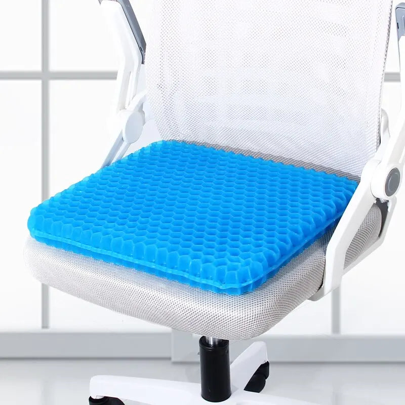 Summer Gel Seat Cushion - Breathable Honeycomb Design for Pressure Relief, Back and Tailbone Pain, Ideal for Home, Office, Wheelchair, and Cars