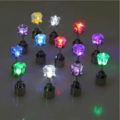 1 Pair LED Light Square Stud Earrings - Unique Christmas & Halloween Party Accessories