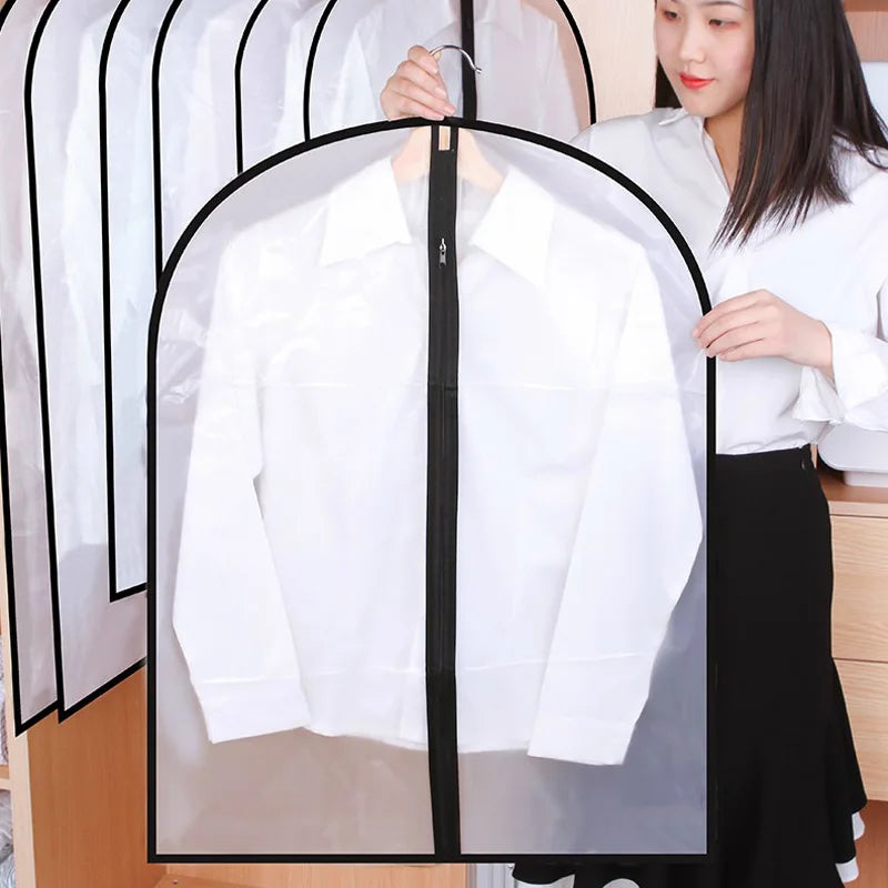 5PCs Dustproof Clothing Covers: Transparent PEVA Coat Protector - Foldable Hanging Garment Bag for Wardrobe Storage