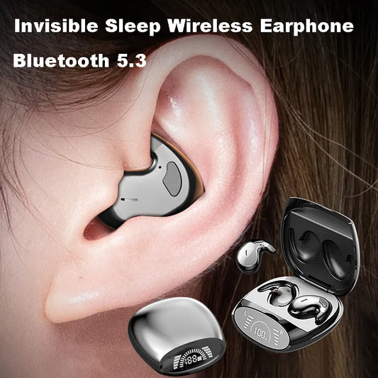 Invisible Sleep Earbuds - Tiny Mini Hidden Headphones with Noise Cancelling - TWS Wireless Stereo Bluetooth 5.3 Earphones