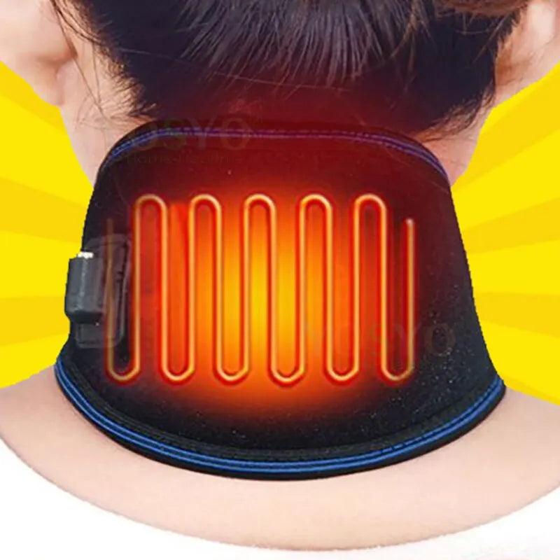 Electric Heated Neck Protection Belt - Three Adjustable Temperature Levels for Warmth and Massage - Neck Relaxation in Black