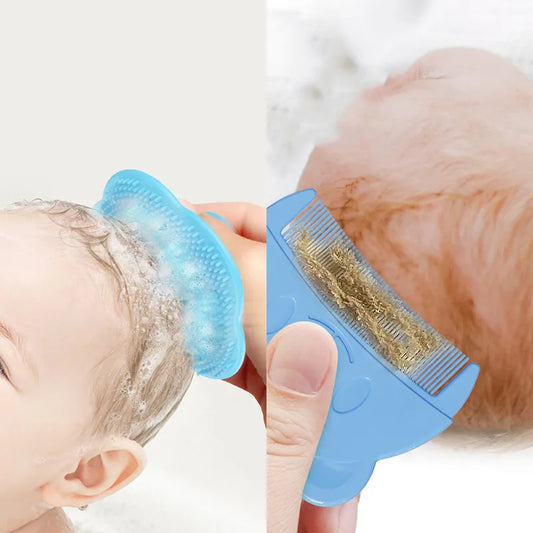 2pcs Baby Care Accessories - Fetal Head Fat Comb and Soft Infant Bathing Comb - Newborn Hair Cleaning and Head Massager Supplie