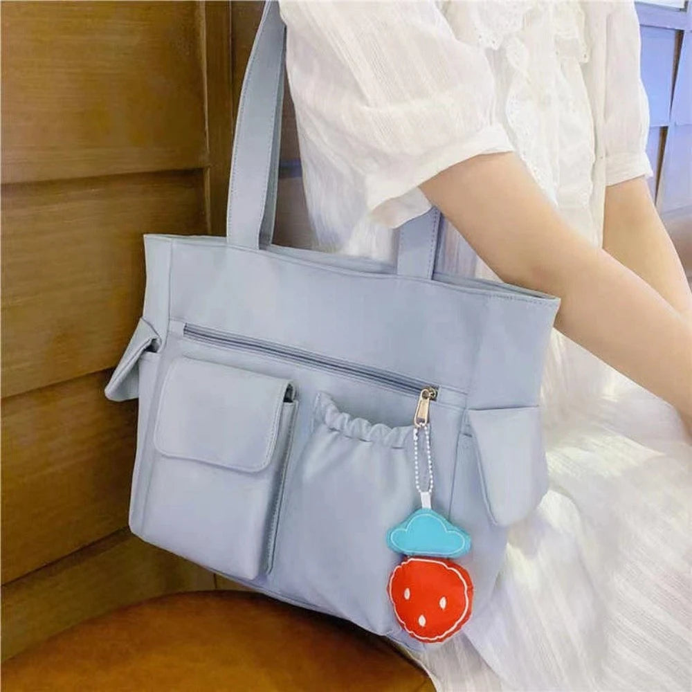 Nylon Messenger Bag for Women: Preppy Student Book Bag, Shoulder Bag - Commuter Handbag