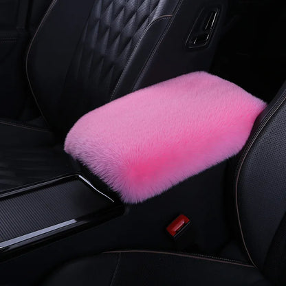 Soft Furry Plush Polyester Armrest Box Pad Cover: Universal Car Center Console Armrest Cushion | Women's Car Accessories