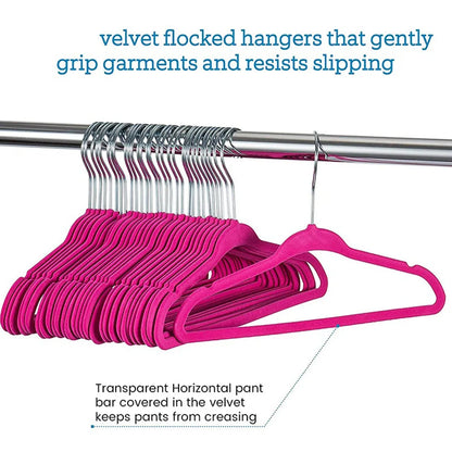 10/20/30Pcs Baby Non-Slip Velvet Hangers - Space-Saving with 360° Swivel Hook, Flocked Felt Kids Clothes Drying Rack Organizer