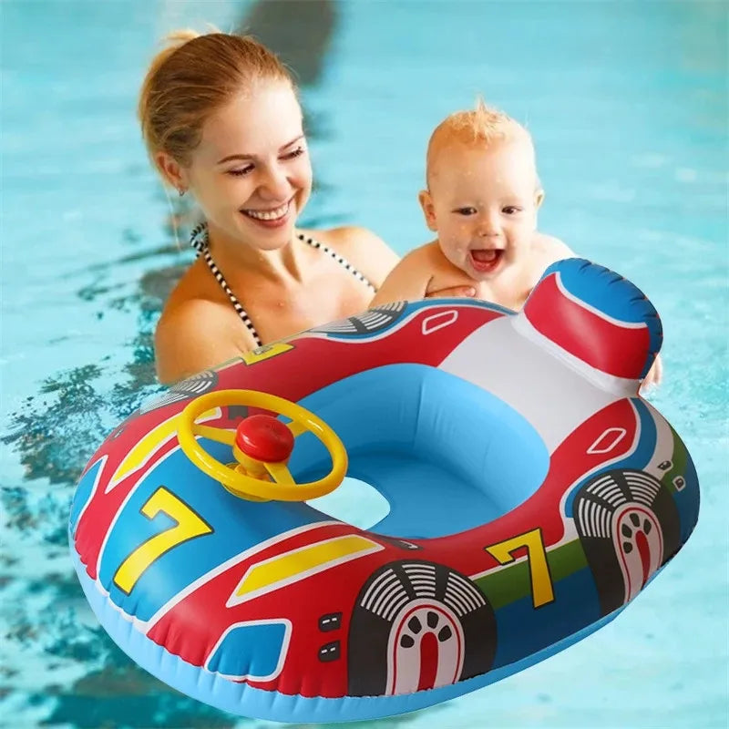 Inflatable Baby Swimming Rings with Sun Shade | Toddler Swim Circle for Fun Pool Time | Summer Beach Party Water Toys for Bathtub Play