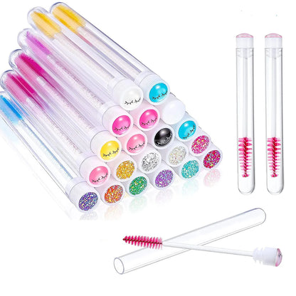 50Pc Reusable Eyebrow Brush Tube: Replaceable Dust-proof Sparkling Diamond Eyelash and Eyebrow Makeup Brush Set