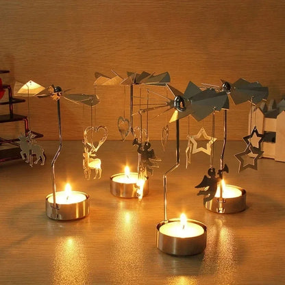 Metal Rotating Candle Holder for Christmas - Hot Rotating Design for Dinner and Wedding Party Decorations, Ideal Gift