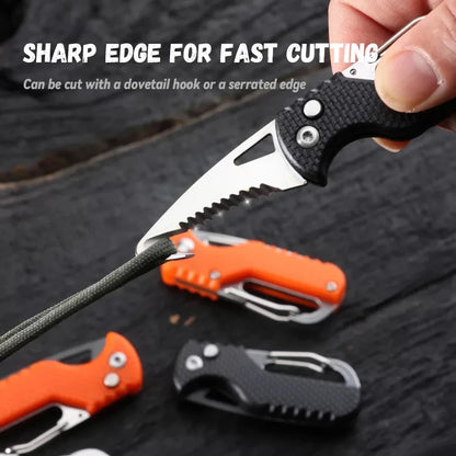 Portable Folding Knife - Stainless Serrated Hook Cutter | Express Parcel and Box Opener for Outdoor Camping and Survival