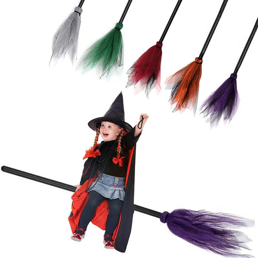 Halloween Kids Plastic Witch Broomstick - Perfect Cosplay Prop for Masquerade and Halloween Parties