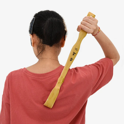 Bamboo Back Scratcher & Body Roller - Durable Wooden Massager Stick