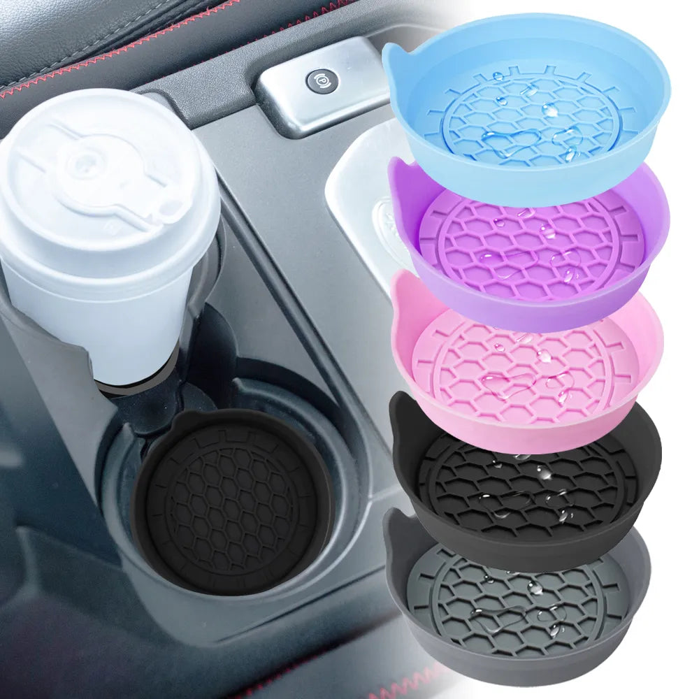 2PCS Waterproof Car Cup Coaster - Non-Slip Spill-Proof Saucer for Car Interior Accessories