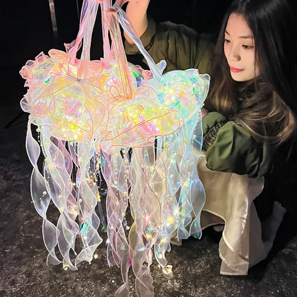 Jellyfish Flower Lamp - Portable Bedroom Night Light, Girl Room Atmosphere Decor, Home Decoration Accessory